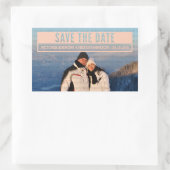 Coral モダン Cut Out Save the Dateスタンプ 長方形シール (バッグ)