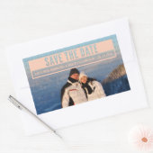 Coral モダン Cut Out Save the Dateスタンプ 長方形シール (封筒)