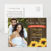 CORAL 素朴 SUNFLOWER SAVE THE DATEはがき 案内ポストカード (正面/裏面)