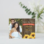 CORAL 素朴 SUNFLOWER SAVE THE DATEはがき 案内ポストカード (スタンド正面)