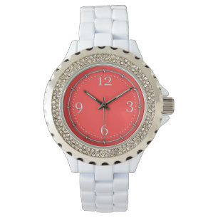Coral 鮮やか Watch背景アクセントカラー 腕時計