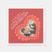 Coral 35th 結婚 Anniversaryハートフォトナプキン スタンダードカクテルナプキン (正面)