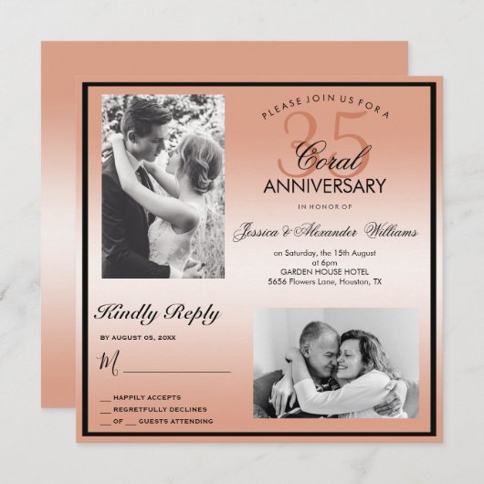 Coral 35th 結婚's Anniversary Double Photo 招待状 (正面/裏面)