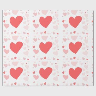 Coral and Blush scattered hearts  ラッピングペーパー
