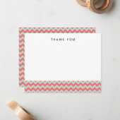 Coral and Mint Chevron Thank You Note Card ノートカード (正面/裏面インサイチュ)