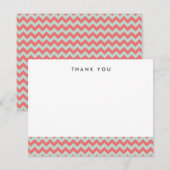 Coral and Mint Chevron Thank You Note Card ノートカード (正面/裏面)