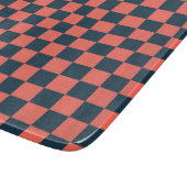 Coral and navy checkerboard pattern カッティングボード (角)
