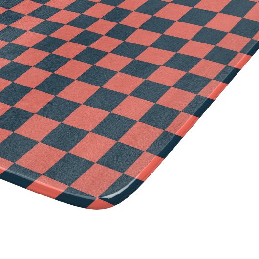 Coral and navy checkerboard pattern カッティングボード (角)