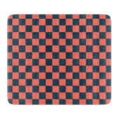 Coral and navy checkerboard pattern カッティングボード (正面)