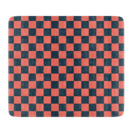 Coral and navy checkerboard pattern カッティングボード