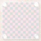 Coral and navy checkerboard pattern ガラスコースター (裏面)