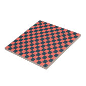 Coral and navy checkerboard pattern タイル (側面)