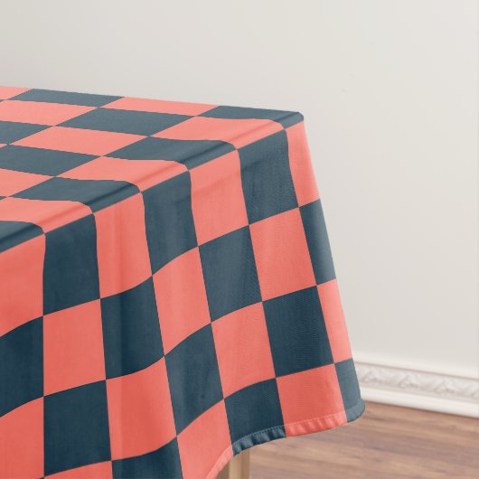 Coral and navy checkerboard pattern テーブルクロス (インサイチュ)
