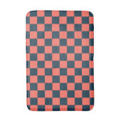 Coral and navy checkerboard pattern バスマット (正面縦)