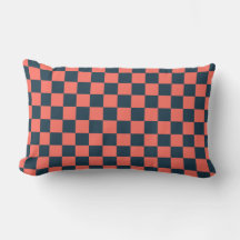 Coral and navy checkerboard pattern