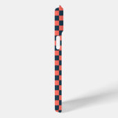 Coral and navy checkerboard pattern Case-Mate iPhoneケース (裏面 / 右)