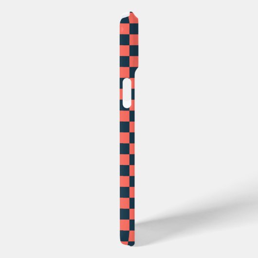Coral and navy checkerboard pattern Case-Mate iPhoneケース (裏面 / 右)