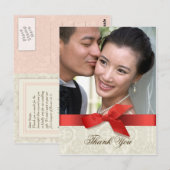 Coral and Taupe Thank You Photo Cardはがき ポストカード (正面/裏面)