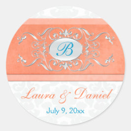 Coral、Aqua、およびGray 1.5インチラウンドのステッ結婚カー ラウンドシール