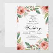 Coral Arch Blossom Flourish Wedding 招待状 (正面/裏面)