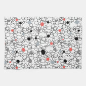 Coral Black White Circles, Dots キッチンタオル (横)