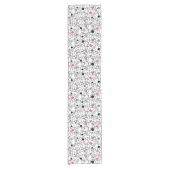 Coral Black White Circles, Dots ショートテーブルランナー (正面)