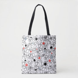 Coral Black White Circles, Dots トートバッグ