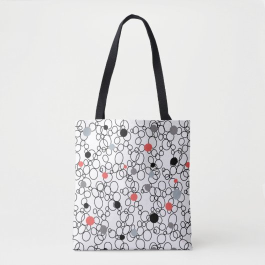 Coral Black White Circles, Dots トートバッグ (正面)