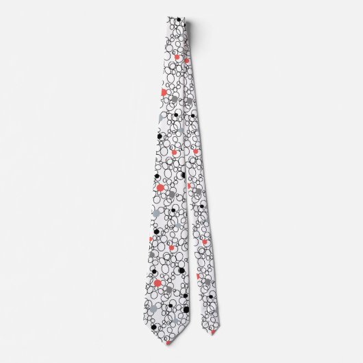 Coral Black White Circles, Dots ネクタイ (正面)