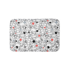 Coral Black White Circles, Dots バスマット