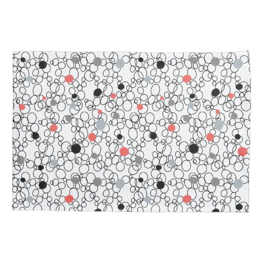 Coral Black White Circles, Dots 枕カバー (裏面-左)