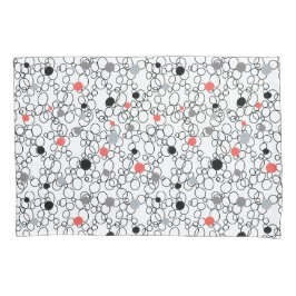 Coral Black White Circles, Dots 枕カバー