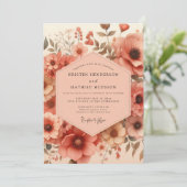 Coral Blossom Artistry Wedding 招待状 (スタンド正面)