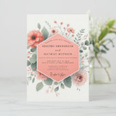 Coral Blossom Bloom Wedding 招待状 (スタンド正面)