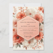 Coral Blossom Romantic Wedding 招待状 (正面)