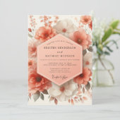 Coral Blossom Romantic Wedding 招待状 (スタンド正面)