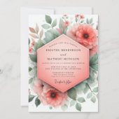 Coral Blossom Whimsical Wedding 招待状 (正面)