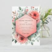Coral Blossom Whimsical Wedding 招待状 (スタンド正面)