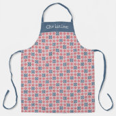 Coral Blue Star Pattern Personalized Name エプロン (正面)