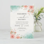 Coral Blush Botanical Archway Wedding 招待状 (スタンド正面)