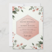 Coral Blush Botanical Whimsy Wedding 招待状 (正面)