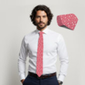 Coral Blush Hexagon & Charcoal Triangle Tie ネクタイ