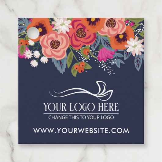 Coral Boho Florals Navy Blue Product フェイバータグ (正面)