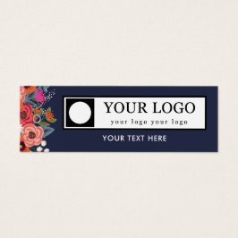 Coral Boho Florals Navy Blue Your Logo Hang Tag