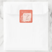 Coral Bride & Groom Squareステッカーカスタマイズ- スクエアシール (バッグ)