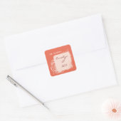 Coral Bride & Groom Squareステッカーカスタマイズ- スクエアシール (封筒)