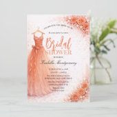 Coral Bridesmaid Dress Bridal Shower 招待状 (スタンド正面)