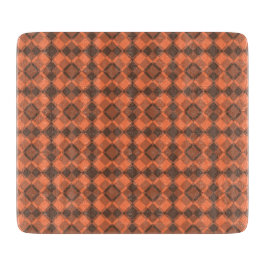 Coral Brown Checker Argyle Pattern カッティングボード