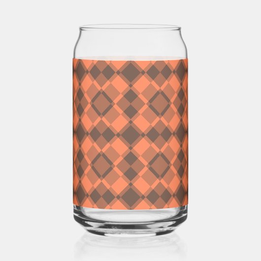 Coral Brown Checker Argyle Pattern ガラス缶 (右)