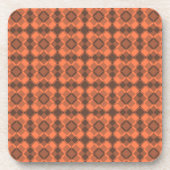 Coral Brown Checker Argyle Pattern コースター (正面)